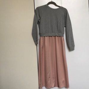 Top shop grey and pink open back dress